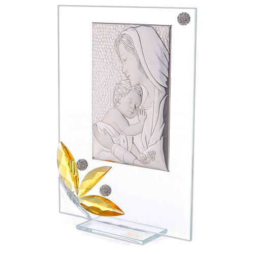 Bild aus Glas Mutterschaft mit bernsteinfarbener Blume, 20x15 cm 2
