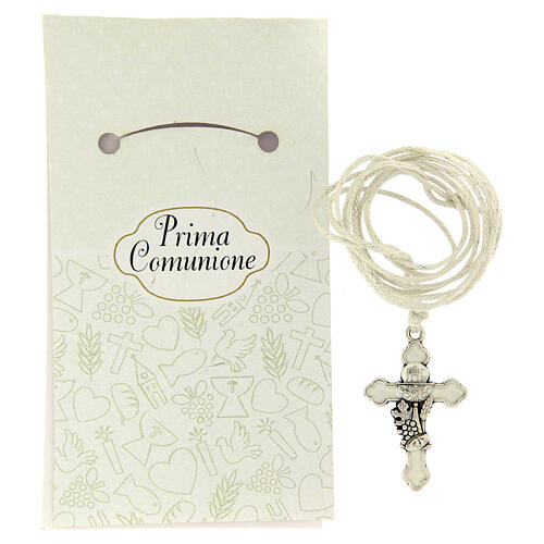 Cross pendant Communion white enamel 2