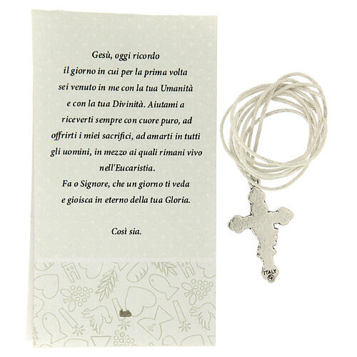 Communion cross pendant white enamel 3