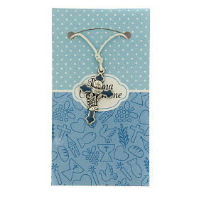 Cross pendant metal enamel blue Communion s1
