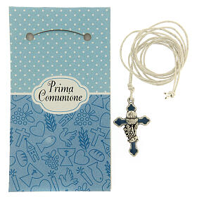 Communion cross pendant blue enamel s2