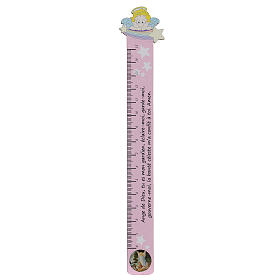 Pink ruler with Angel of God prayer FRE