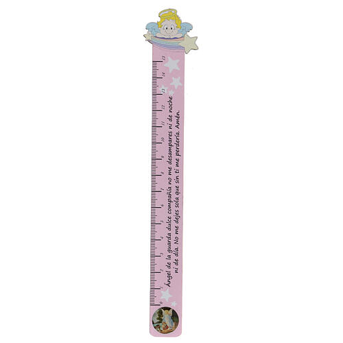 Pink ruler with Angel of God prayer SPA 1