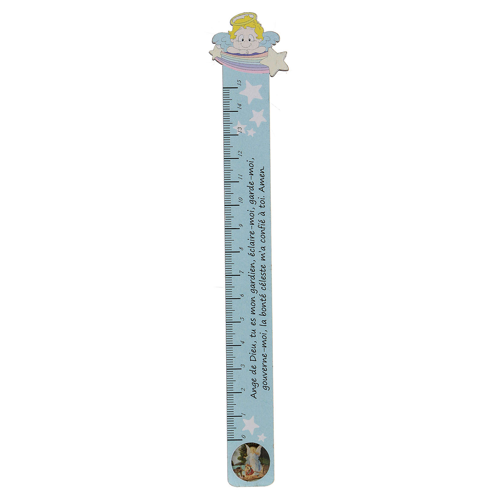 Blue ruler with Angel of God prayer FRE | online sales on HOLYART.com