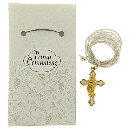 Cross pendant Communion white enamel 2