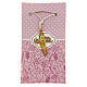 Pingente dourado Comunhão esmalte cor-de-rosa s1