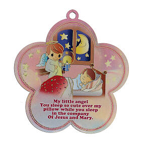 Pink flower wall ornament with prayer ENG