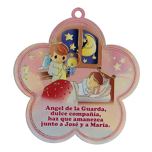 Flor oração Anjo de Deus cor-de-rosa ESP 1
