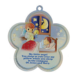 Blue flower wall ornament with prayer ENG