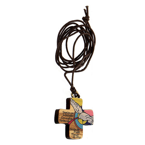 Confirmation Cross printed on olive wood 2