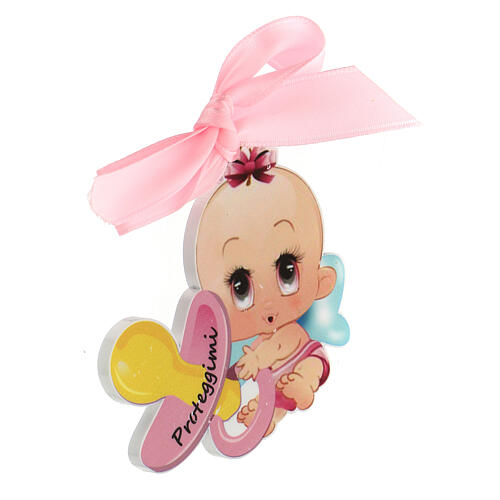Crib medal baby figure pink bow pacifier 2