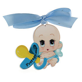 Crib medal baby figure blue bow pacifier