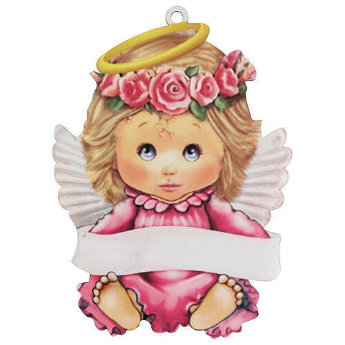 Dziewczynka anioł obrazek różowy 20 cm 1