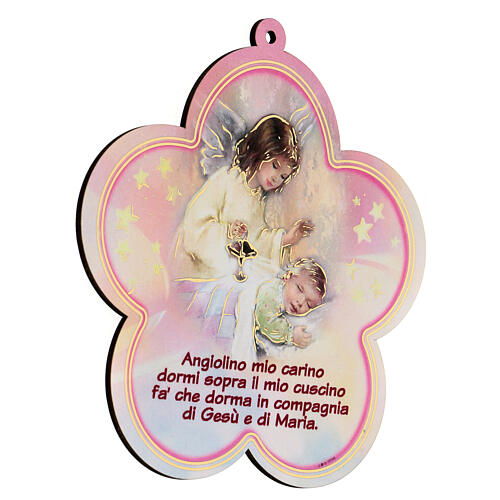Girls Guardian angel plaque pink in Italian 2