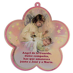Kleines rosa Bild mit Schutzengel-Gebet auf Spanisch
