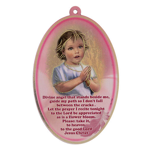 Angel praying plaque oval pink, English 1