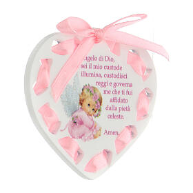 Heart plaque with prayer in Italian bow