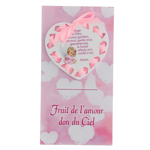 Heart plaque with prayer in French pink bow 1