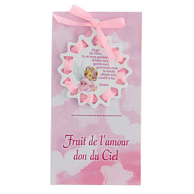 Medallón para cuna rosa oración francés