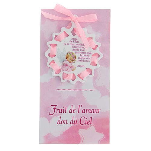 Medallón para cuna rosa oración francés 1