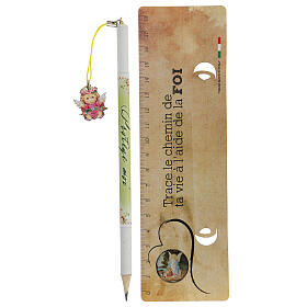 Pink souvenir pencil and ruler FRE