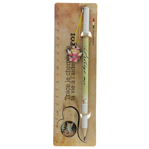 Pink souvenir pencil and ruler FRE 1