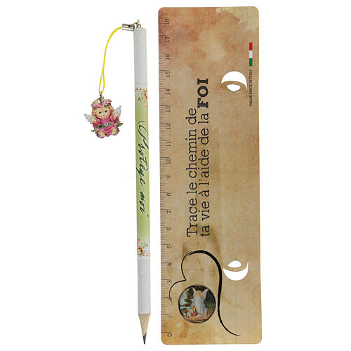 Pink souvenir pencil and ruler FRE 2