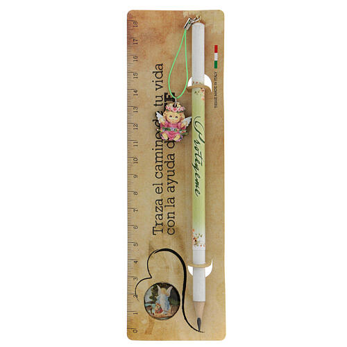 Pink souvenir pencil and ruler SPA 1