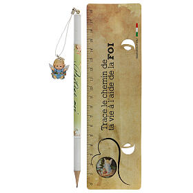 Blue souvenir pencil and ruler FRE