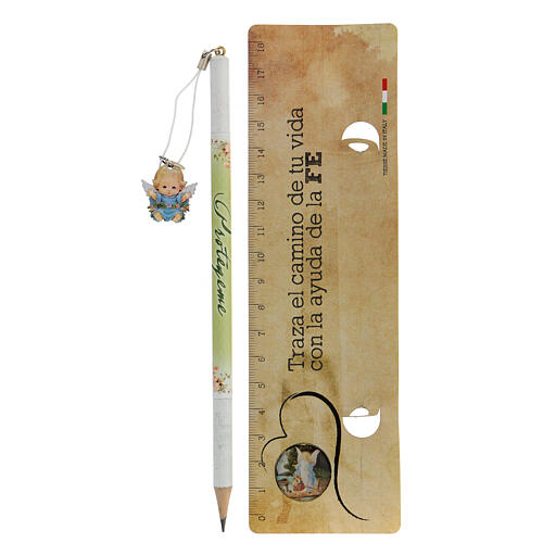 Blue souvenir pencil and ruler SPA 2