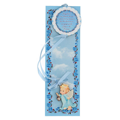 Baby boy crib pendant Angel prayer, Italian 1