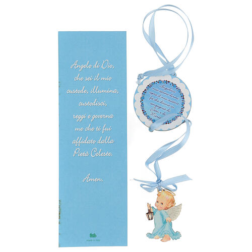 Baby boy crib pendant Angel prayer, Italian 3