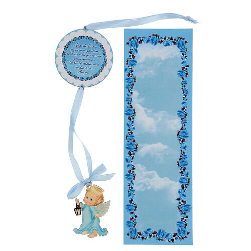 Baby boy crib pendant Angel prayer, French 1