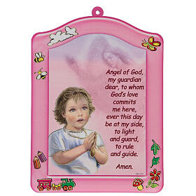 Angel of God prayer, pink wall decoration ENG