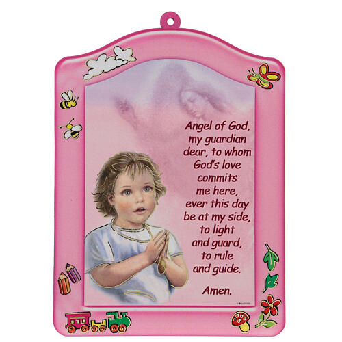 Angel of God keepsake pink, English 1