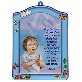 Kleines hellblaues Bild mit Ave Maria Gebet auf Englisch