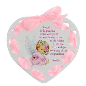 Coeur ruban rose Ange de Dieu ESPAGNOL