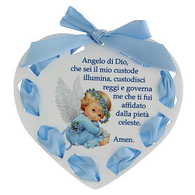 Blue crib medallion Angel of God, Italian