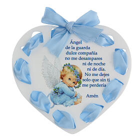 Crib medal heart blue Angel of God Spanish
