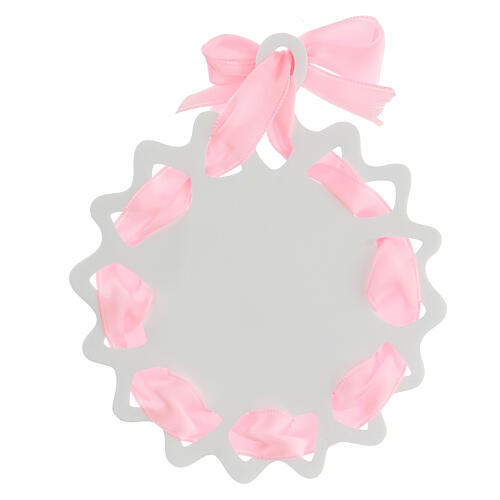 Pink crib medal star with French prayer 2
