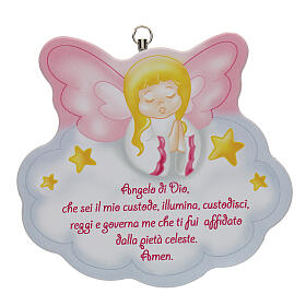 Guardian angel wall plaque, pink