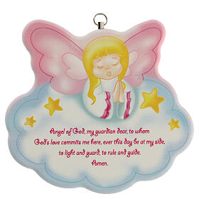 Guardian angel wall plaque, pink in English