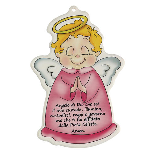 Ángel de Dios cuadrito perfilado rosa 1