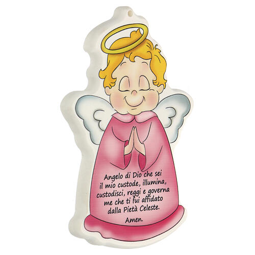 Ángel de Dios cuadrito perfilado rosa 2