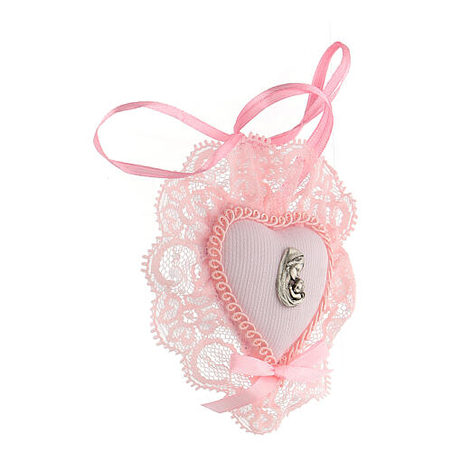 Pink crib medal Virgin and Child 2