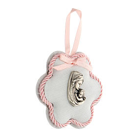 Medalha de berço flor maternidade cor-de-rosa