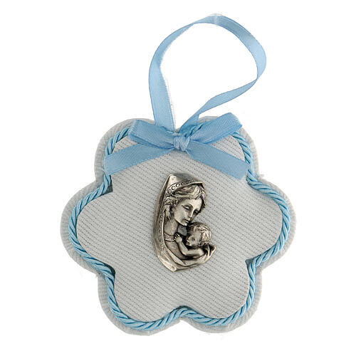 Medalha de berço flor maternidade azul 1
