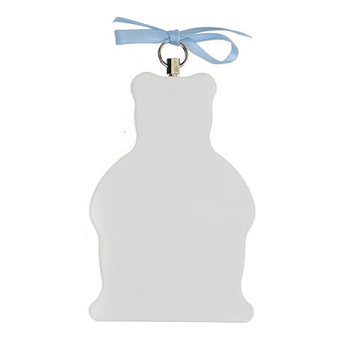 Teddybär in blau mit silberner Plakette 3