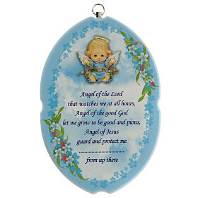 Picture of Guardian angel with prayer ENG, blue background