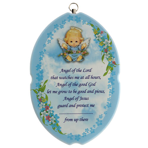 Picture of Guardian angel with prayer ENG, blue background 1